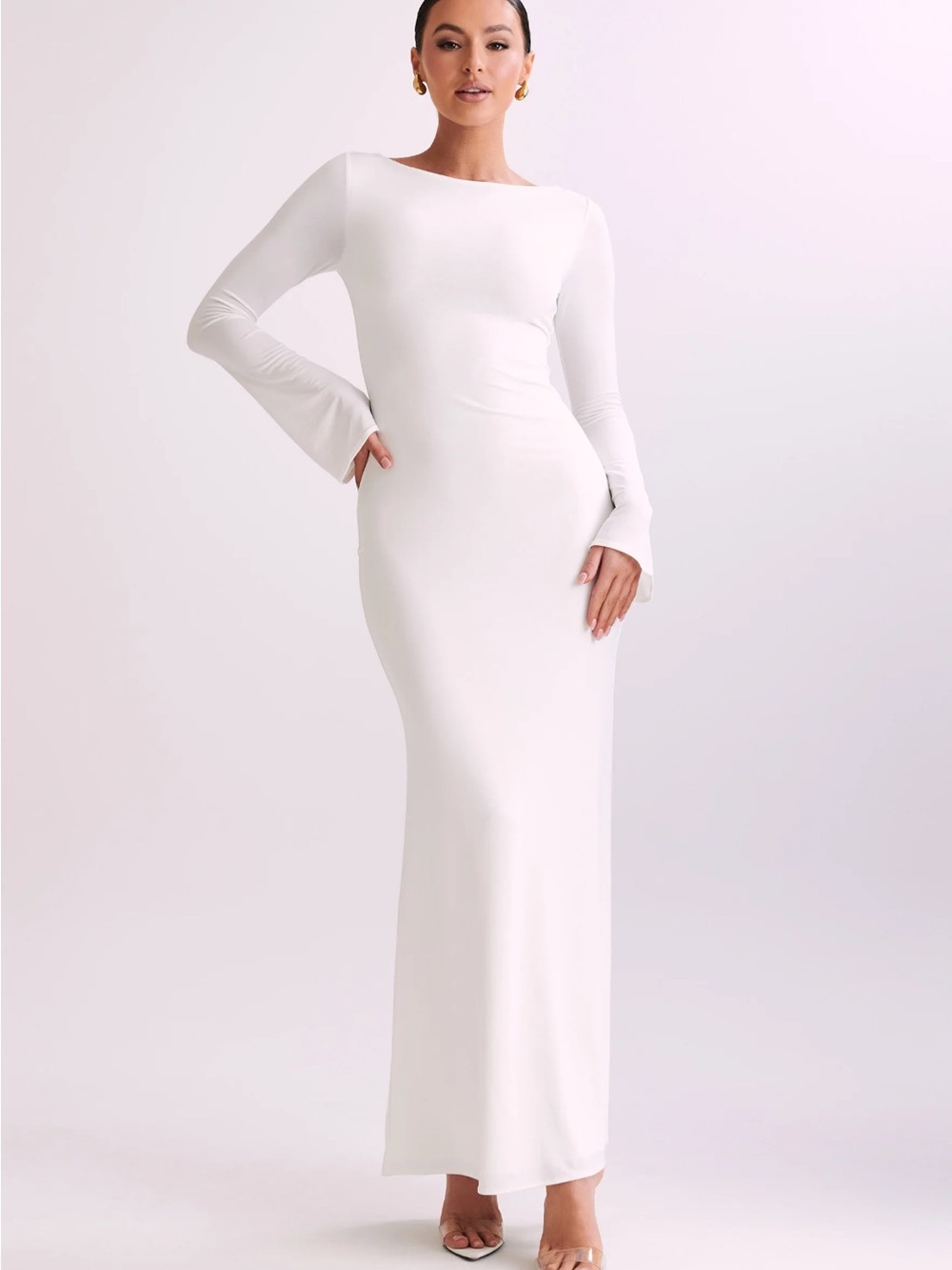 Meshki White Long Sleeve Maxi Dress